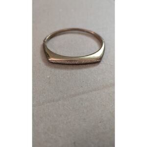 Michael Kors Gold-Tone Pave Crystal Hinged Bangle Bracelet - Slim Designer Cuff